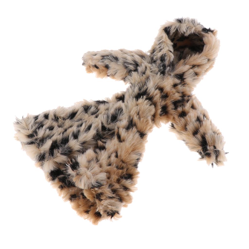 Dolls Winter Fur Hooded Coat Beige Leopard 1/6 Doll Fashion Clothes