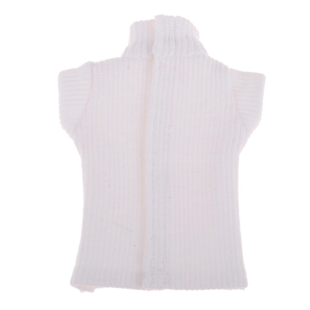 1/6 Ball Jointed Doll Clothes Knit Sweater Vest for Blythe Dolls White
