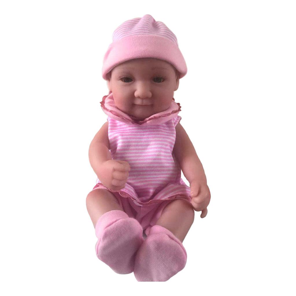 28cm Lifelike Vinyl Reborn Dolls Newborn Babies Doll Costume Alive Girl Pink