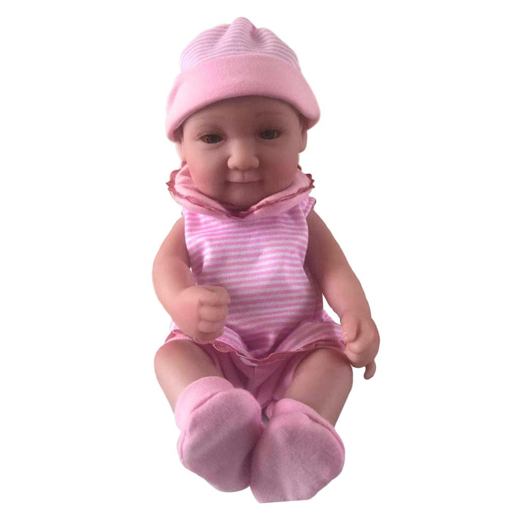 28cm Lifelike Vinyl Reborn Dolls Newborn Babies Doll Costume Alive Girl Pink