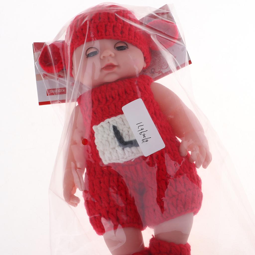 30cm Lovely Realistic Newborn Baby Doll Model Soft Vinyl in Red Jumpsuit Set