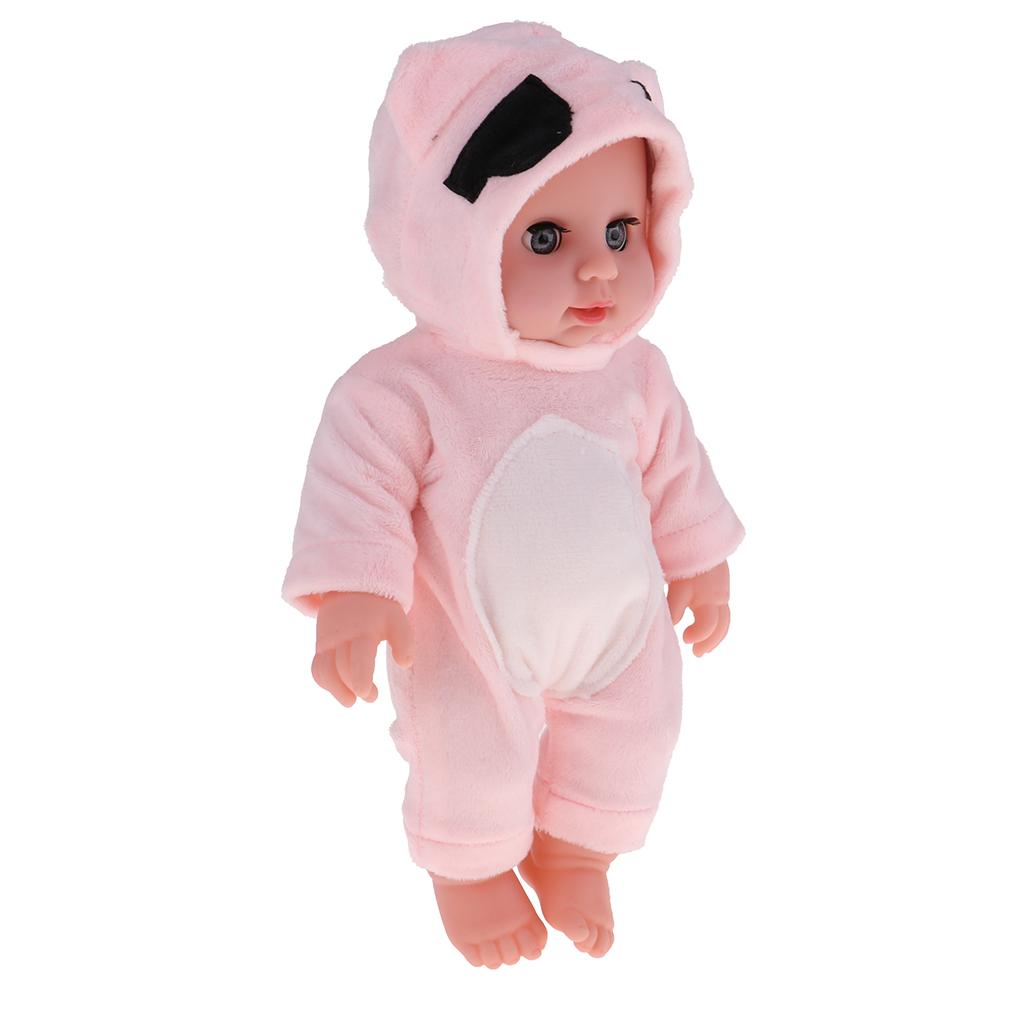 30cm Lovely Lifelike Newborn Baby Doll Model Soft Vinyl in Pink Jumpsuit