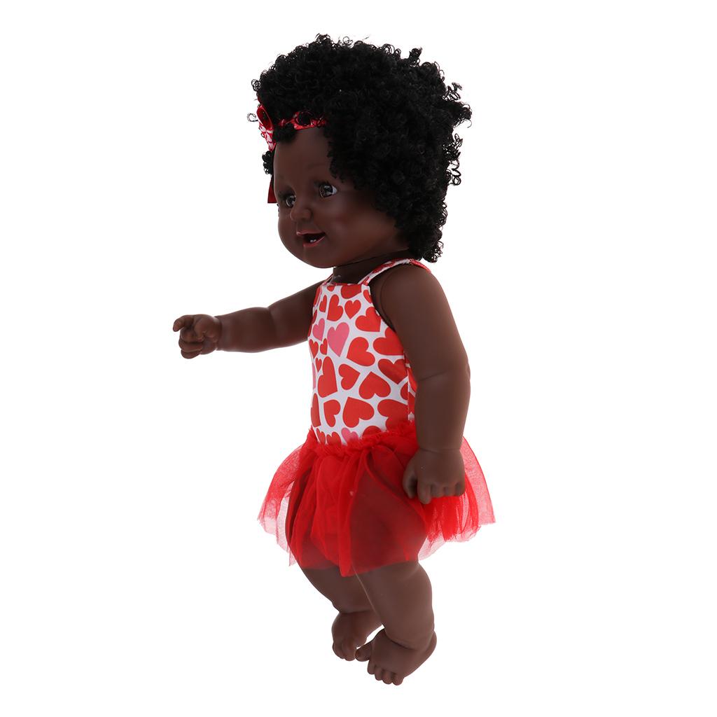 Lifelike Hard Vinyl Reborn Doll Newborn Baby Girl Doll Toddler Black Skin #B