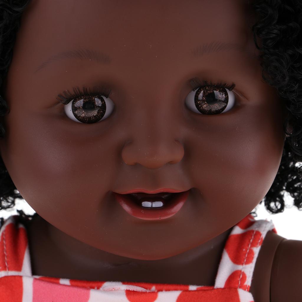 Lifelike Hard Vinyl Reborn Doll Newborn Baby Girl Doll Toddler Black Skin #B