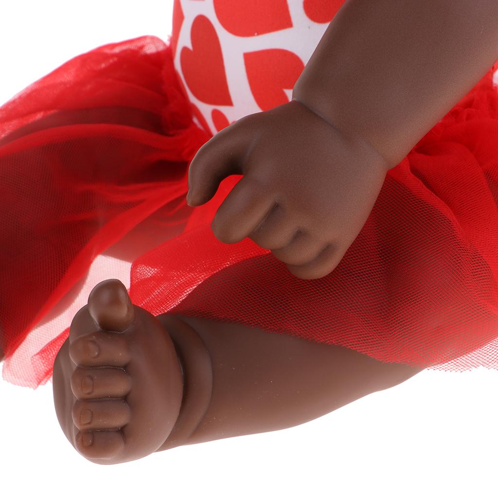 Lifelike Hard Vinyl Reborn Doll Newborn Baby Girl Doll Toddler Black Skin #B
