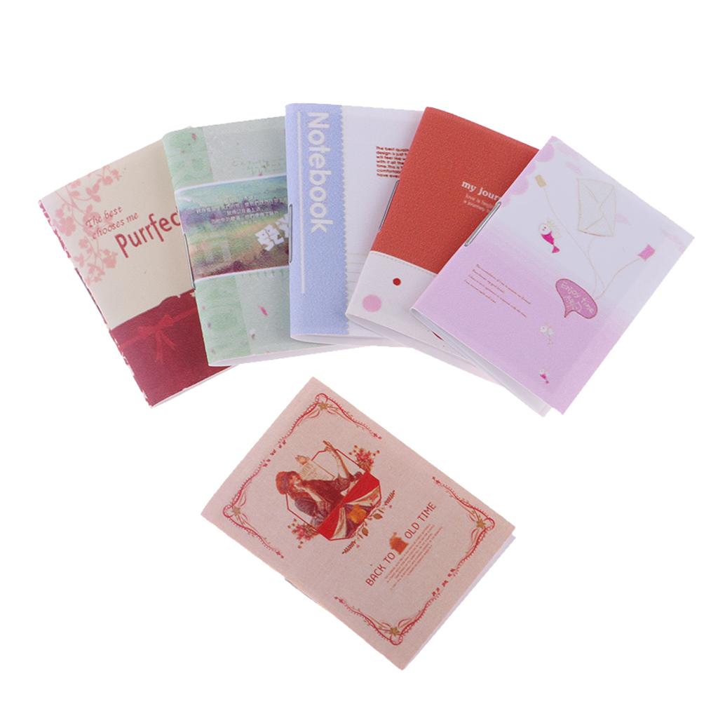 6 Pieces 1/12 Dollhouse Miniature Handmade Notebooks Model Kids Toy Accs