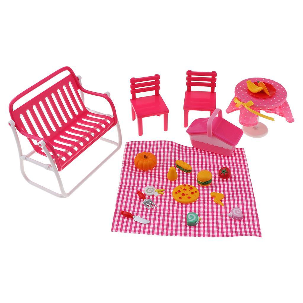 Mini Plastic Dollhouse Furniture Set for 1/6 Doll Kids Pretend Play Toys
