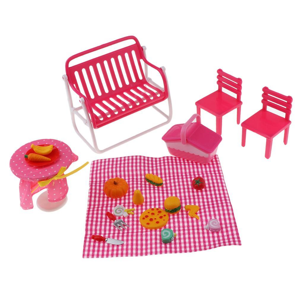 Mini Plastic Dollhouse Furniture Set for 1/6 Doll Kids Pretend Play Toys