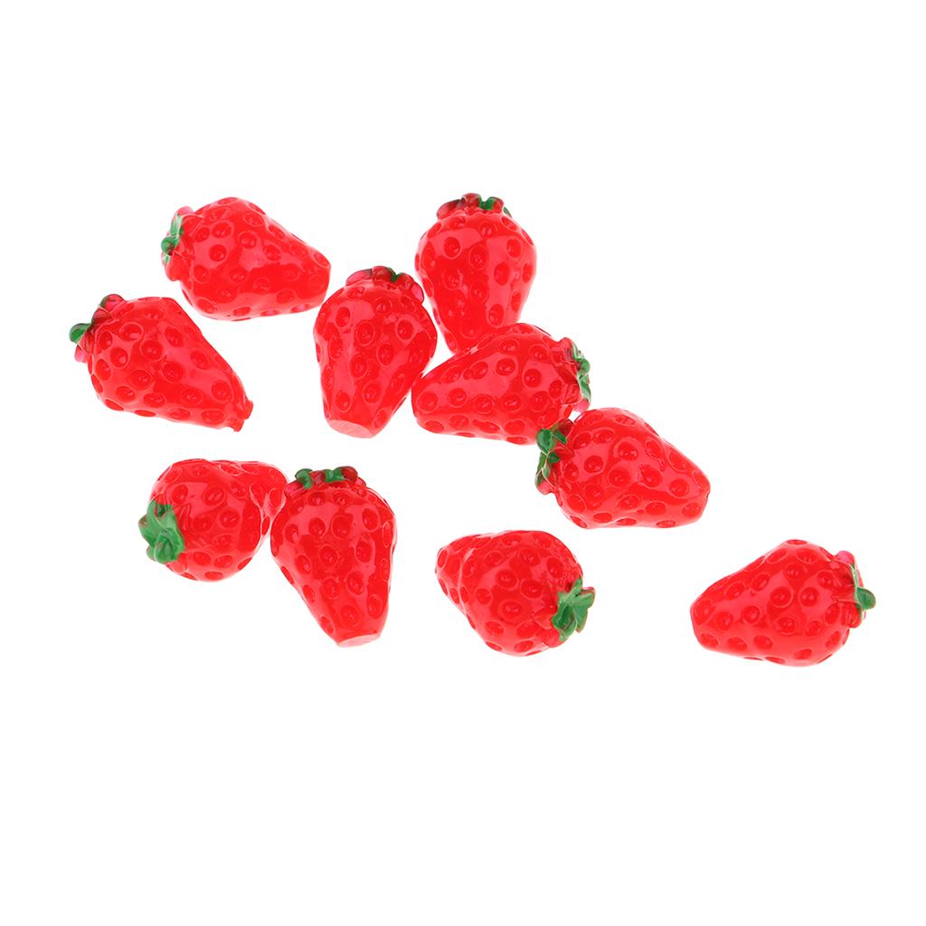 10pcs Simulation Fake Fruit Toys for 1/12 Dollhouse Kitchen Decor Strawberry