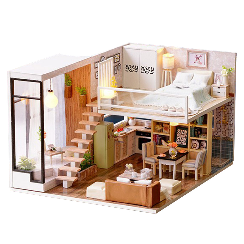 1/24 DIY Miniature Dollhouse Kit with Furniture Model Simple Life Kids Gift
