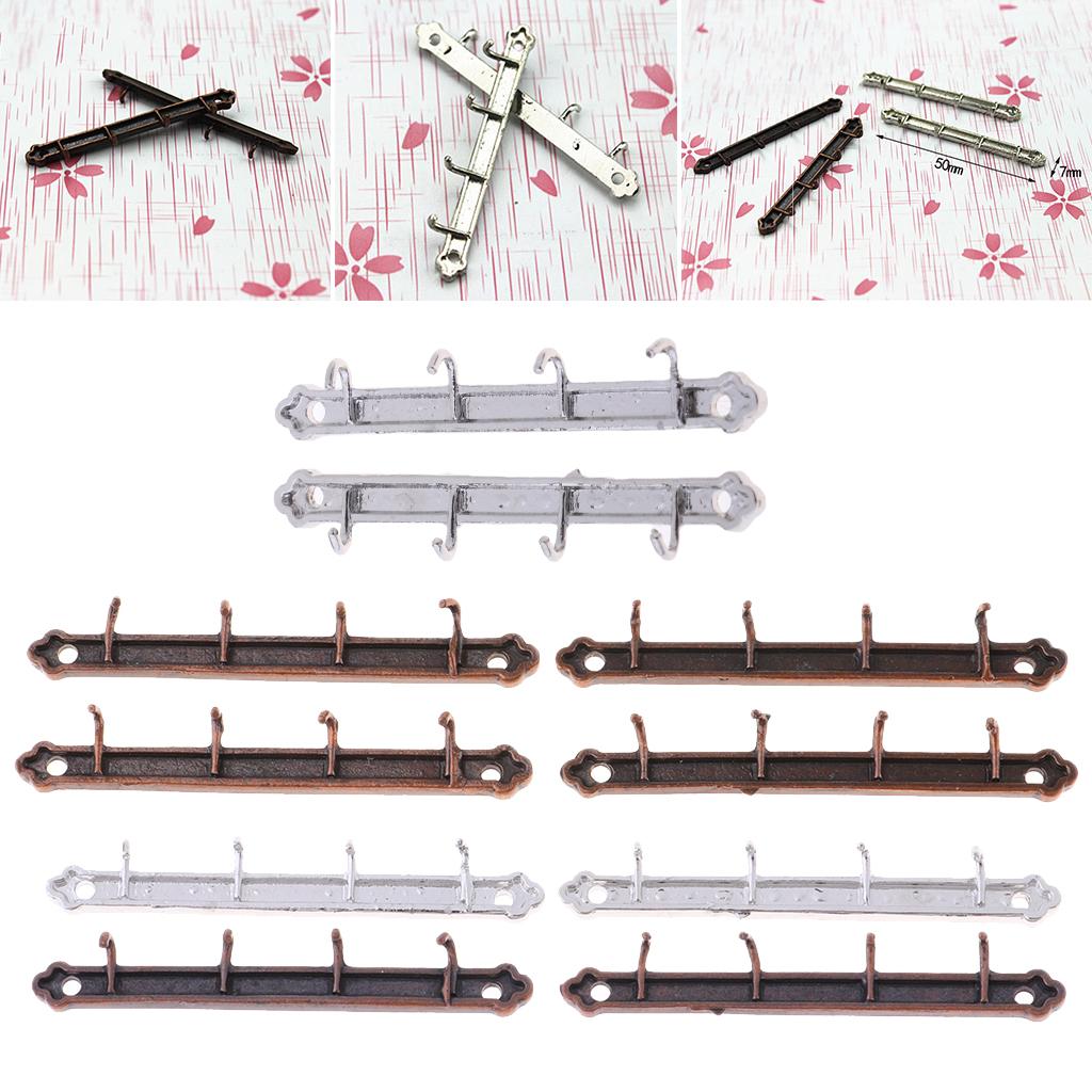 1/12 Dollhouse Miniature Clothes Coat Hook Rack Wall Hanger Silver