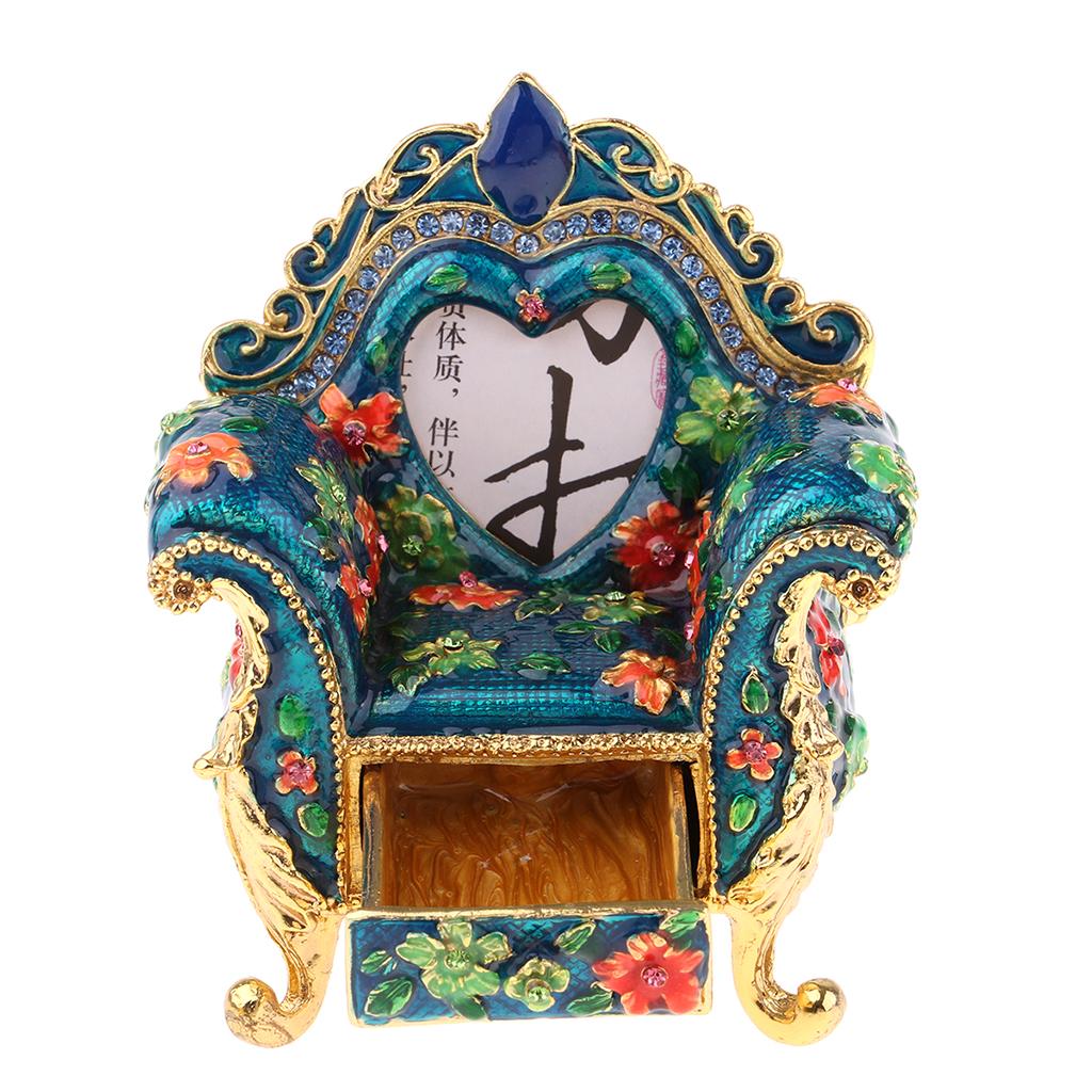 1:6 Scale Dollhouse Miniature Armchair Vintage Sofa Jewelry Box Blue