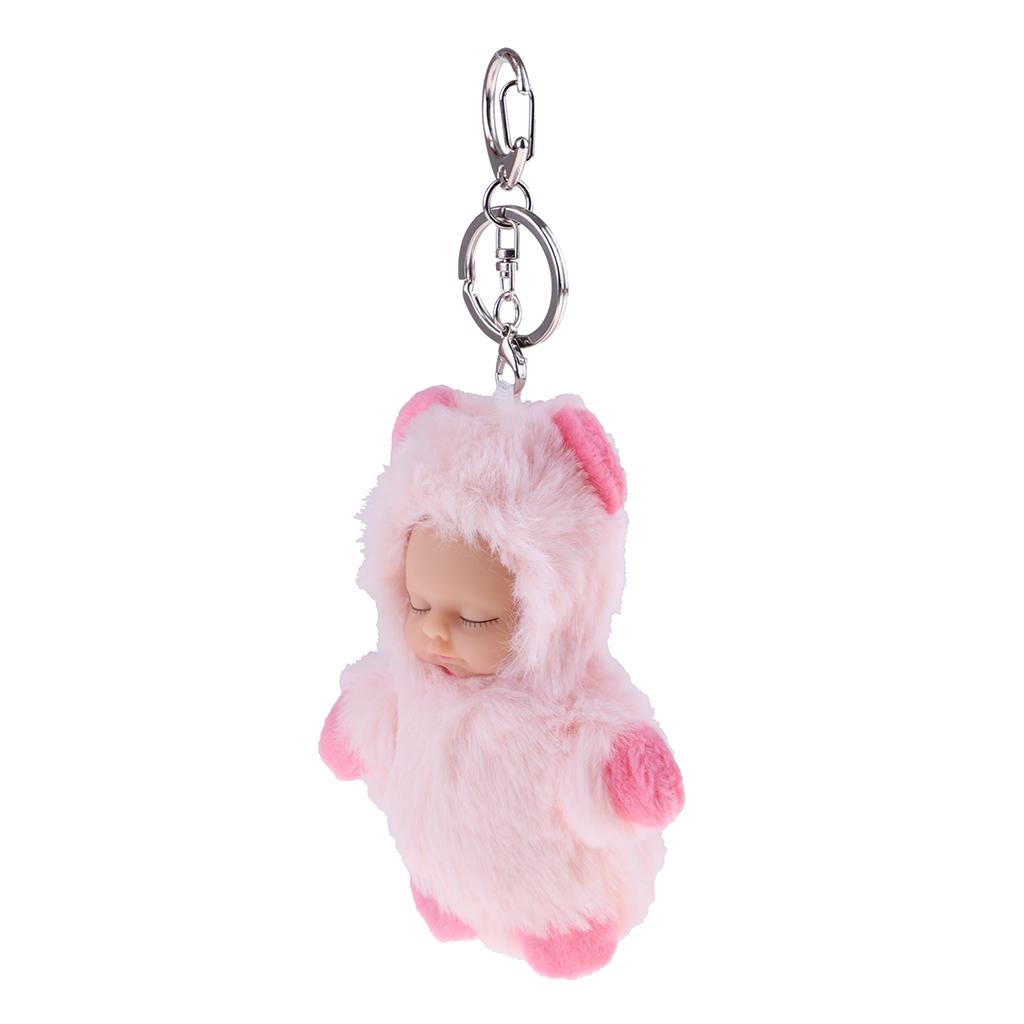 Cute Sleeping Baby Doll Key Chain Keyring Bags Car Charm Pendant Pink