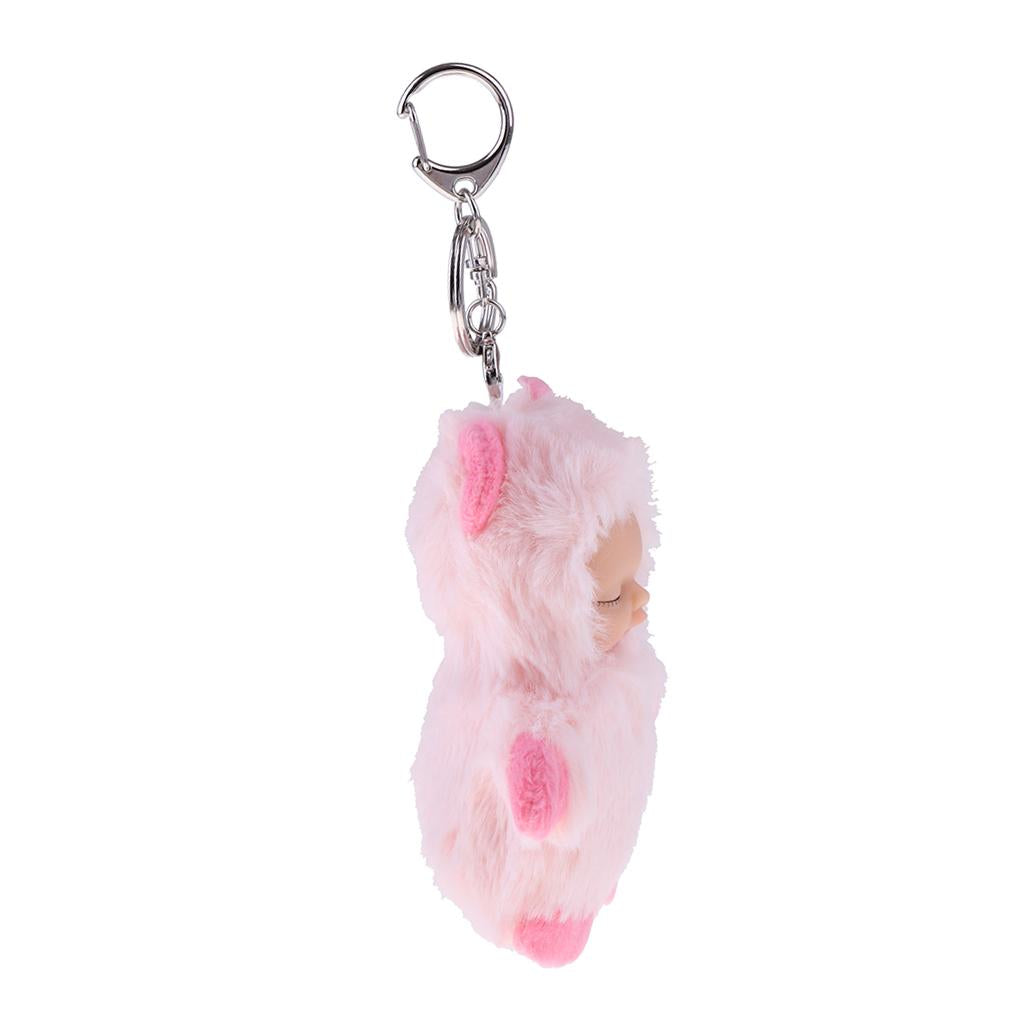 Cute Sleeping Baby Doll Key Chain Keyring Bags Car Charm Pendant Pink