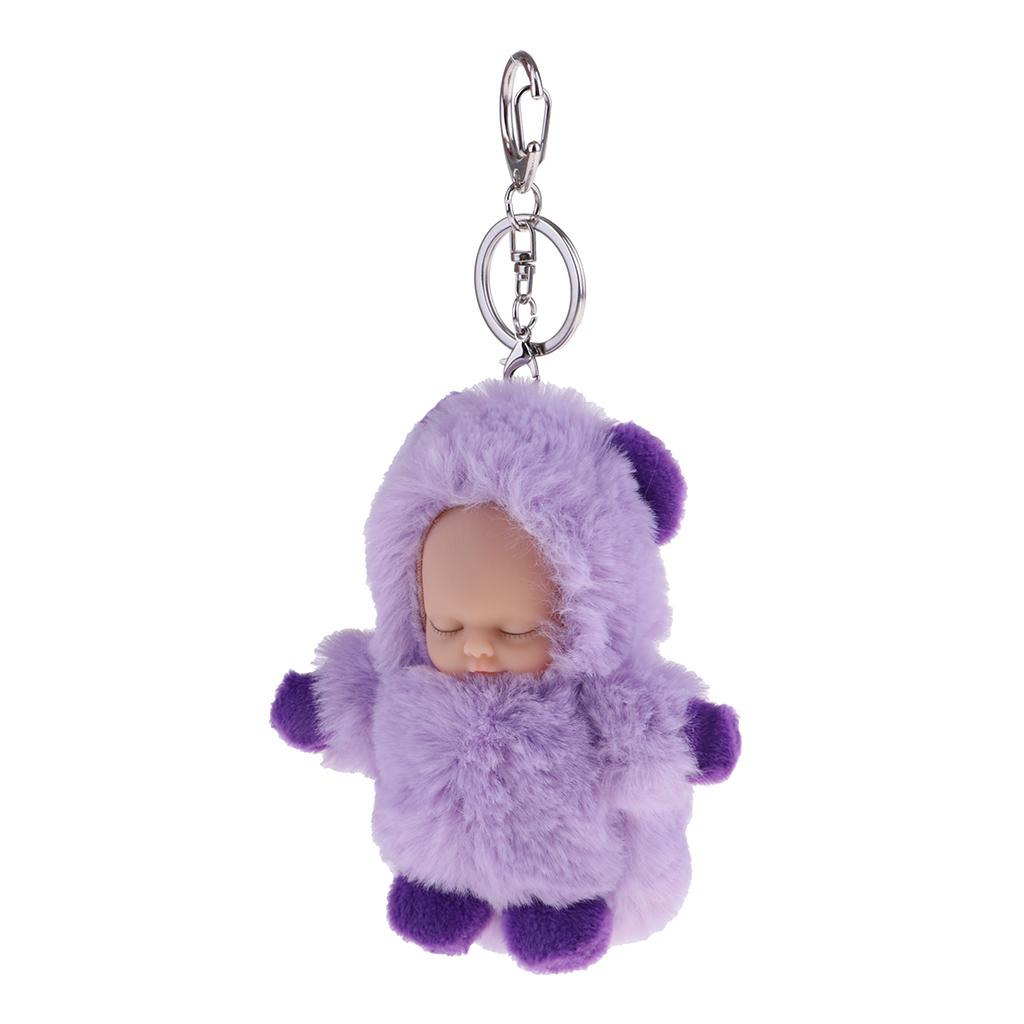 Cute Sleeping Baby Doll Key Chain Keyring Bags Car Charm Pendant Purple