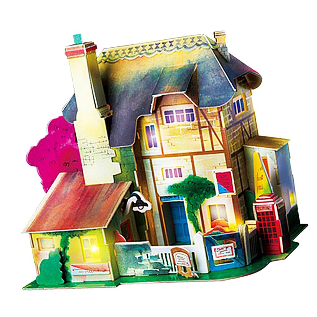 3D Wooden Dollhouse Miniatures DIY House Kit Handmade Mini Villa Model Toys
