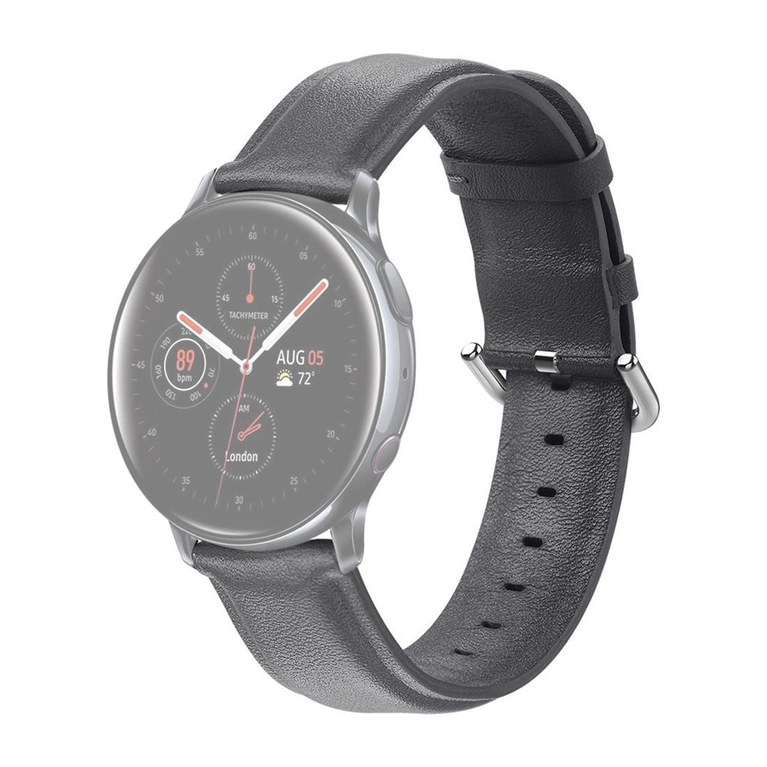 For Galaxy Watch Active 2 Smart Watch Genuine Leather Wrist Strap Watchband, Size:22mm (Grey)