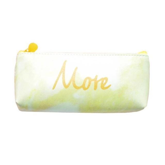 Cute Leather Marble Letter Storage Pouch Pen Box Stationery Office School Supplies (Yellow More)