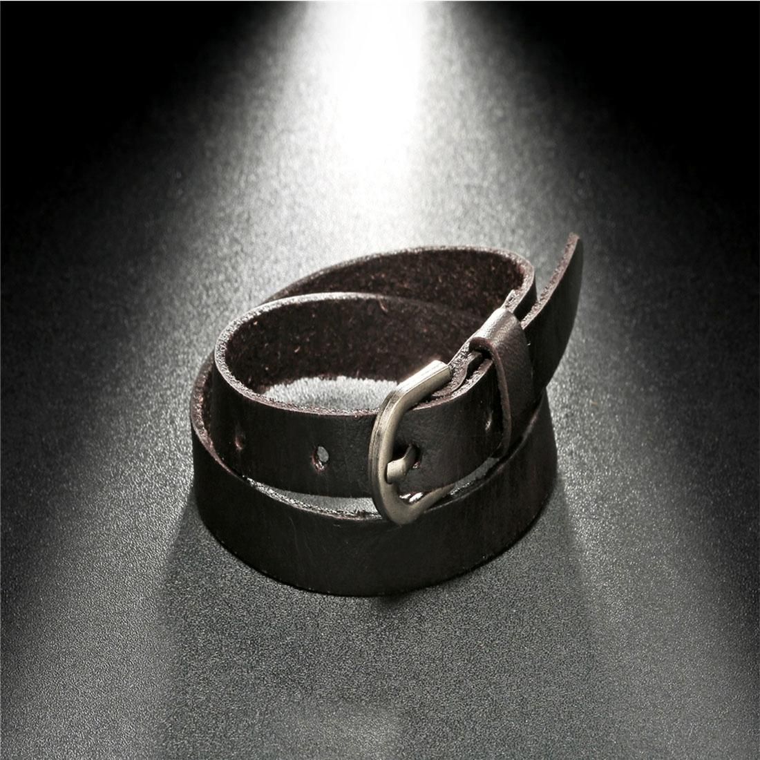 Fashion Men Jewelry Retro Belt Buckle Bracelet Classic Personality Long Style Genuine Leather Bracelet