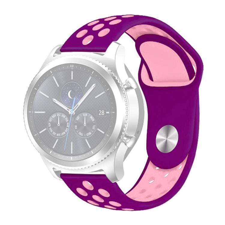 For Samsung Gear S4 Active 22mm Two-color Silicone Replacement Strap Watchband (Purple Pink)