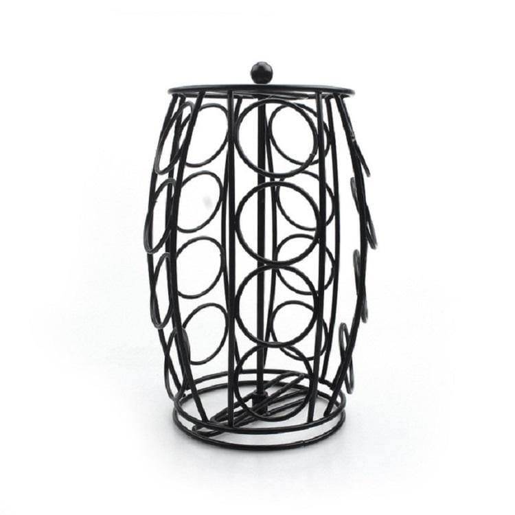 Spray Paint Rotating Coffee Capsule and Display Rack Storage Self-pickup Storage Rack (Black)