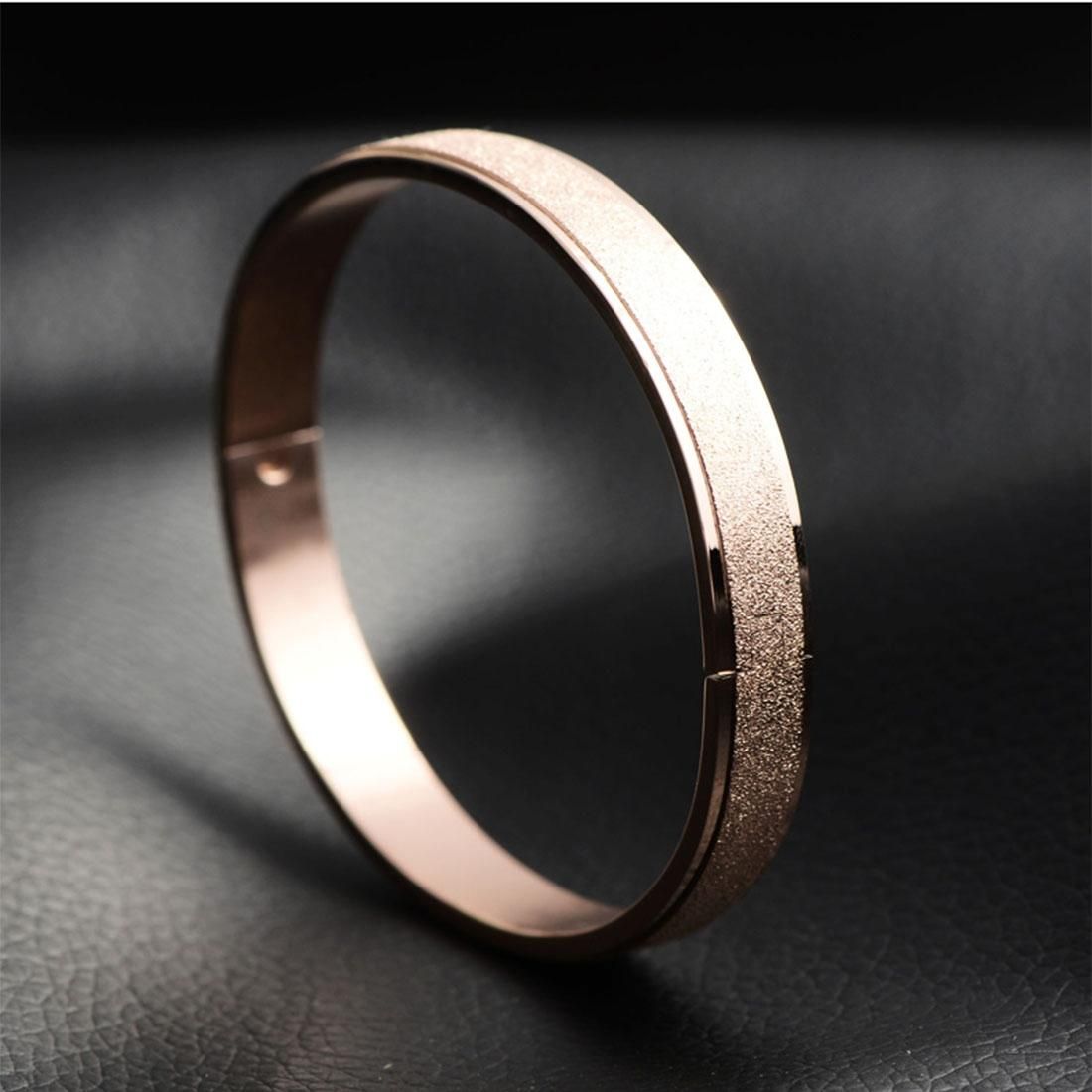 Fashion Personality Women Jewelry Frosted Couple Bracelet High-end Titanium Steel Rose Gold Bracelet, Size: 52*55mm