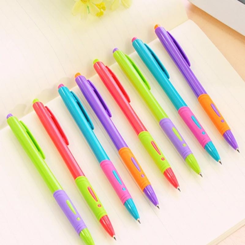 48 PCS Creative Candy Color Ballpoint Pen Colorful Press Ball Pens Office Stationery School Supplies (Blue)