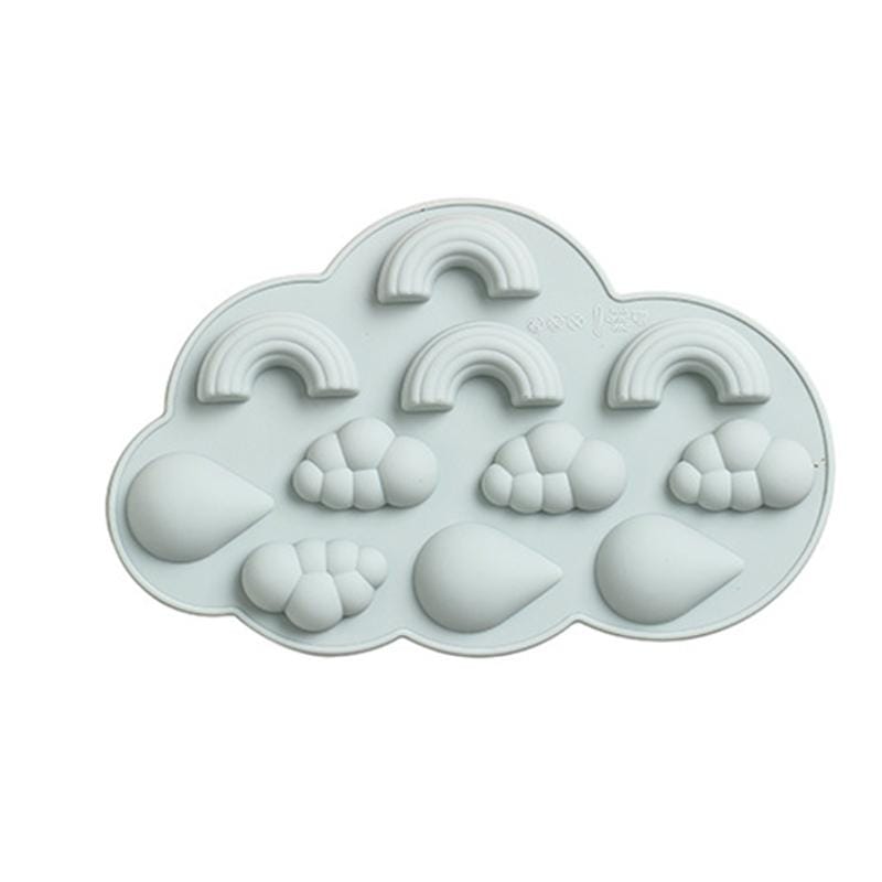 6 PCS Rainbow Cloud Raindrops Shape Silicone Cake Baking Chocolate Mold Making Ice Tray Candy Pudding DIY Ice Mold (Pink)