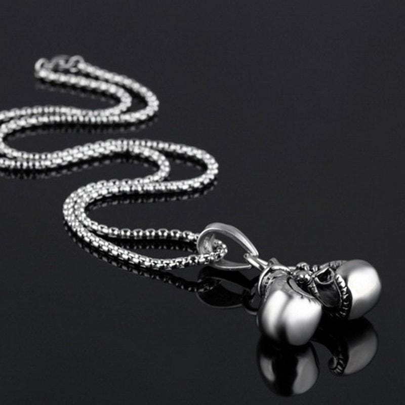 OPK Double Gloves Titanium Steel Necklace Pendant without Chain (Steel Color)