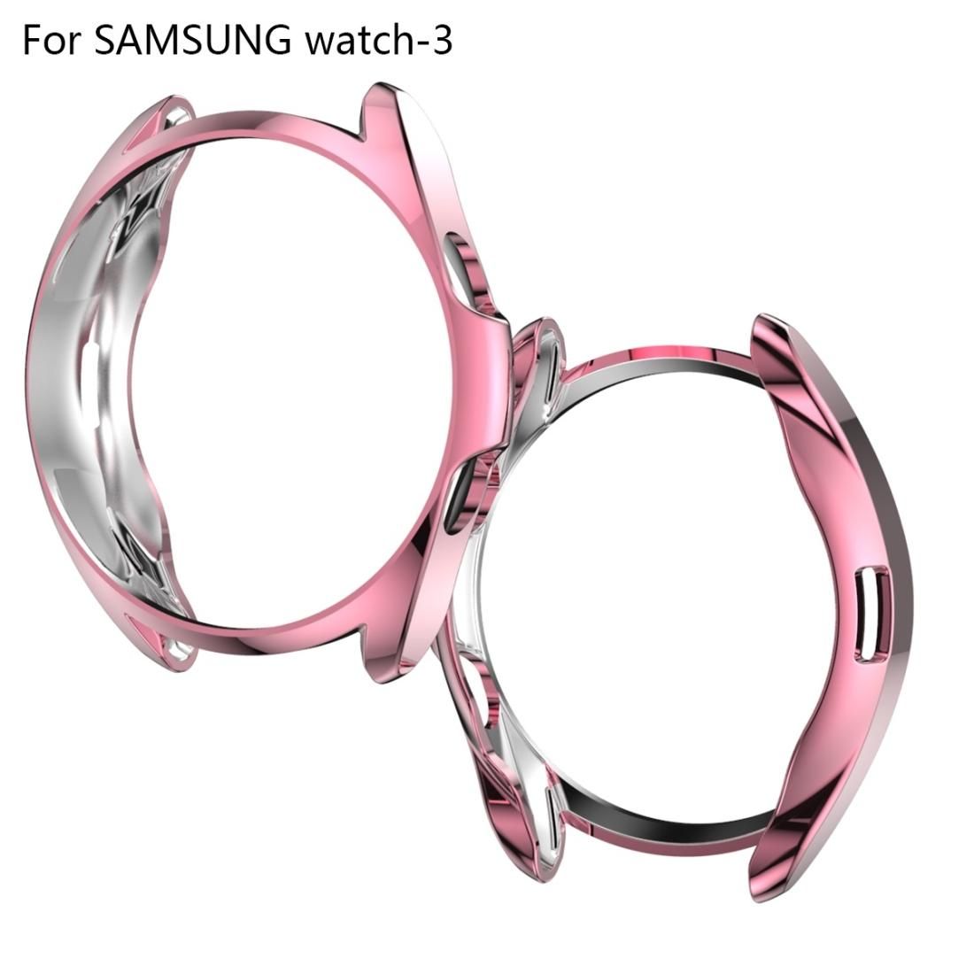 Electroplating Hollow Half-pack TPU Protective Case, Size:For Samsung Galaxy Watch 3 45mm (Rose Gold)