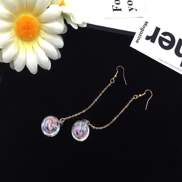 Retro Transparent Water Glass Ball Earrings (SW080701-02)