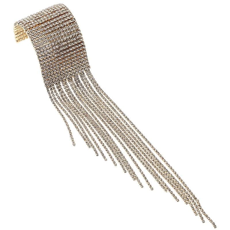 European and American Luxury Fashion Multi-row Shining Diamond Tassel Nightclub Stage Performance Bracelet Jewelry (Gold)