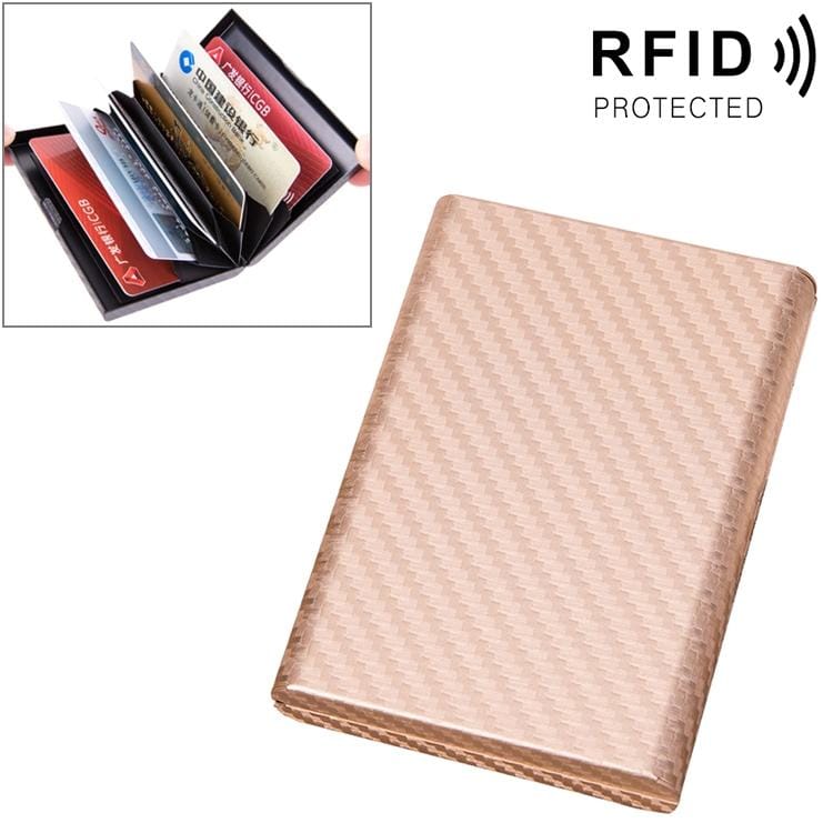 Aluminum Alloy Credit Card Bank Card Security Anti Magnetic Large Capacity Card Holder (Carbon Gold)