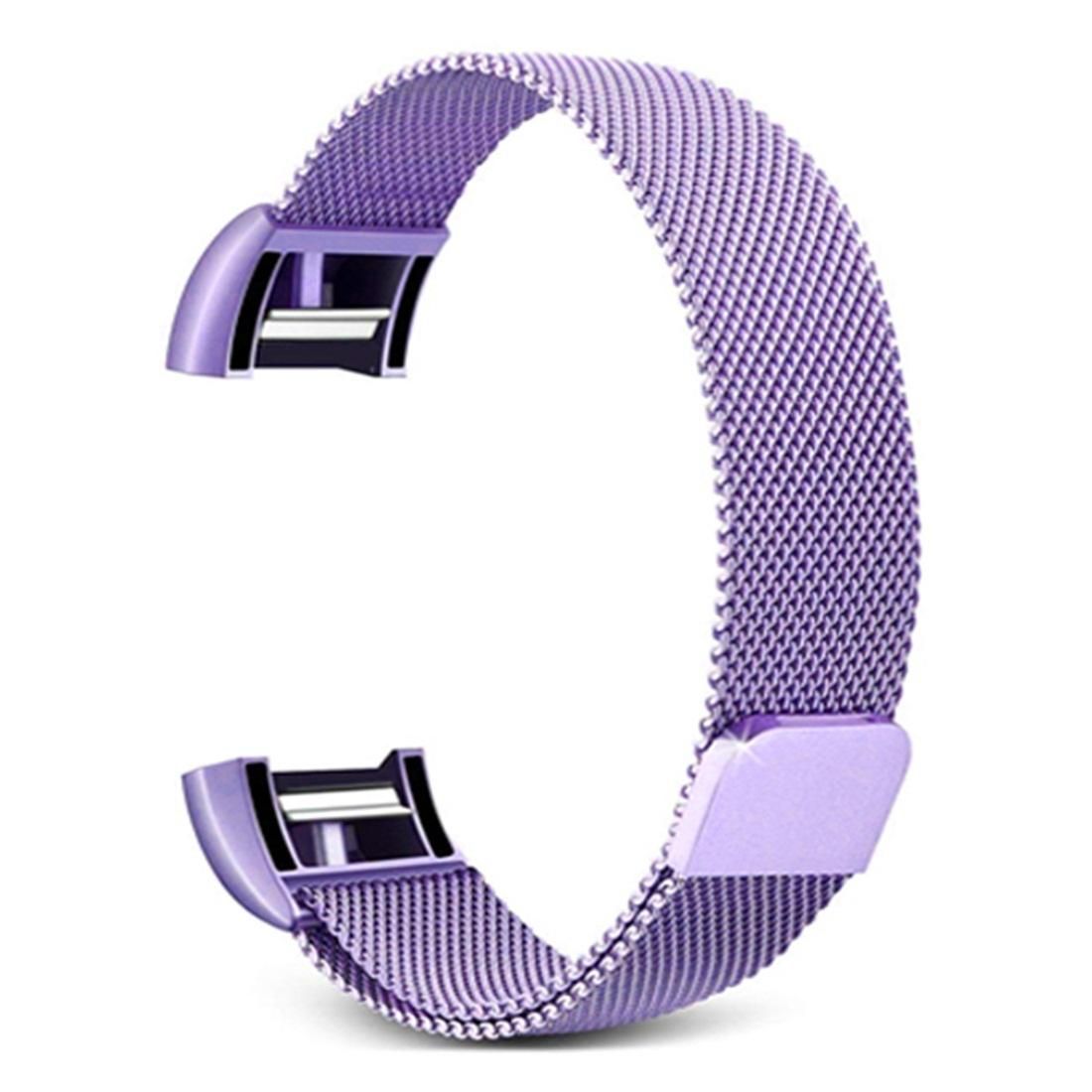 Smart Watch Stainless Steel Wrist Strap Watchband for FITBIT Charge 2, Size: S (Light Purple)