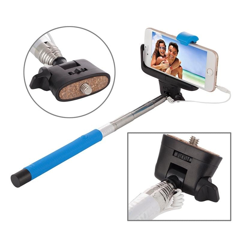 Portable Wire Controlled Selfie Stick Monopod Folding Extendable Handheld Holder with Separable Frame for iOS & Android Phone, Folded Length: 23.4cm, Max Extension Length: 88.6cm (Blue)