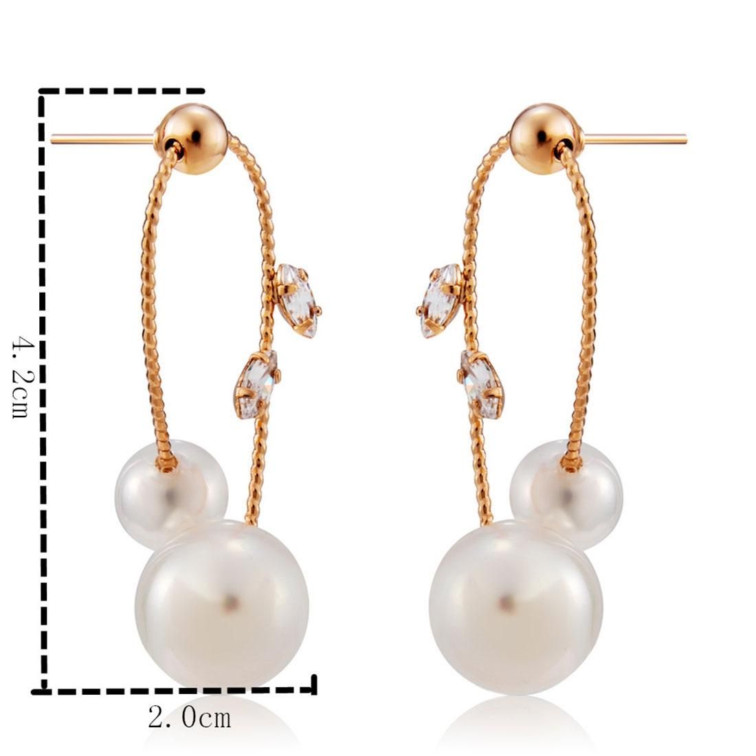 2 PCS Gold-Plated Crystal Pearl Earrings for Female