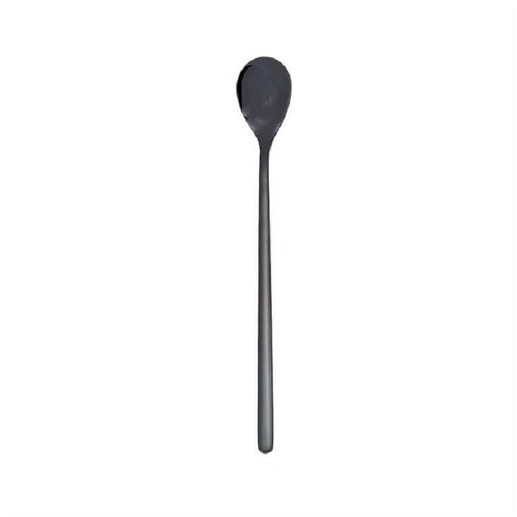 2 PCS Stainless Steel Spoon Creative Coffee Spoon Bar Ice Spoon Gold Plated Long Stirring Spoon, Style:Round Spoon, Color:Black