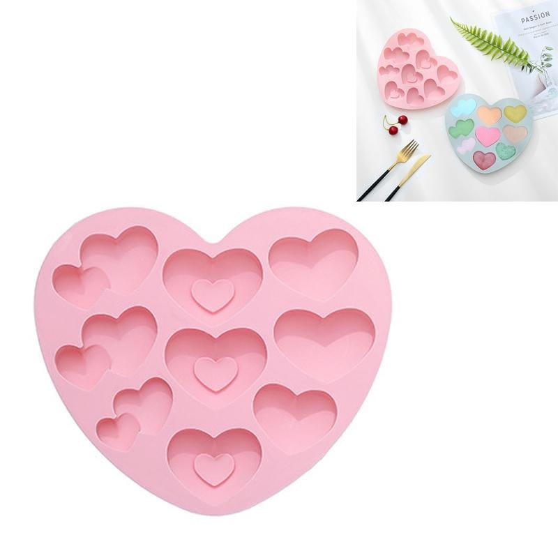 6 PCS Home Heart Shaped Jelly  Ice Cream Molds Love Heart Pancake Pudding Cake Cartoon Silicone Molds (Pink)