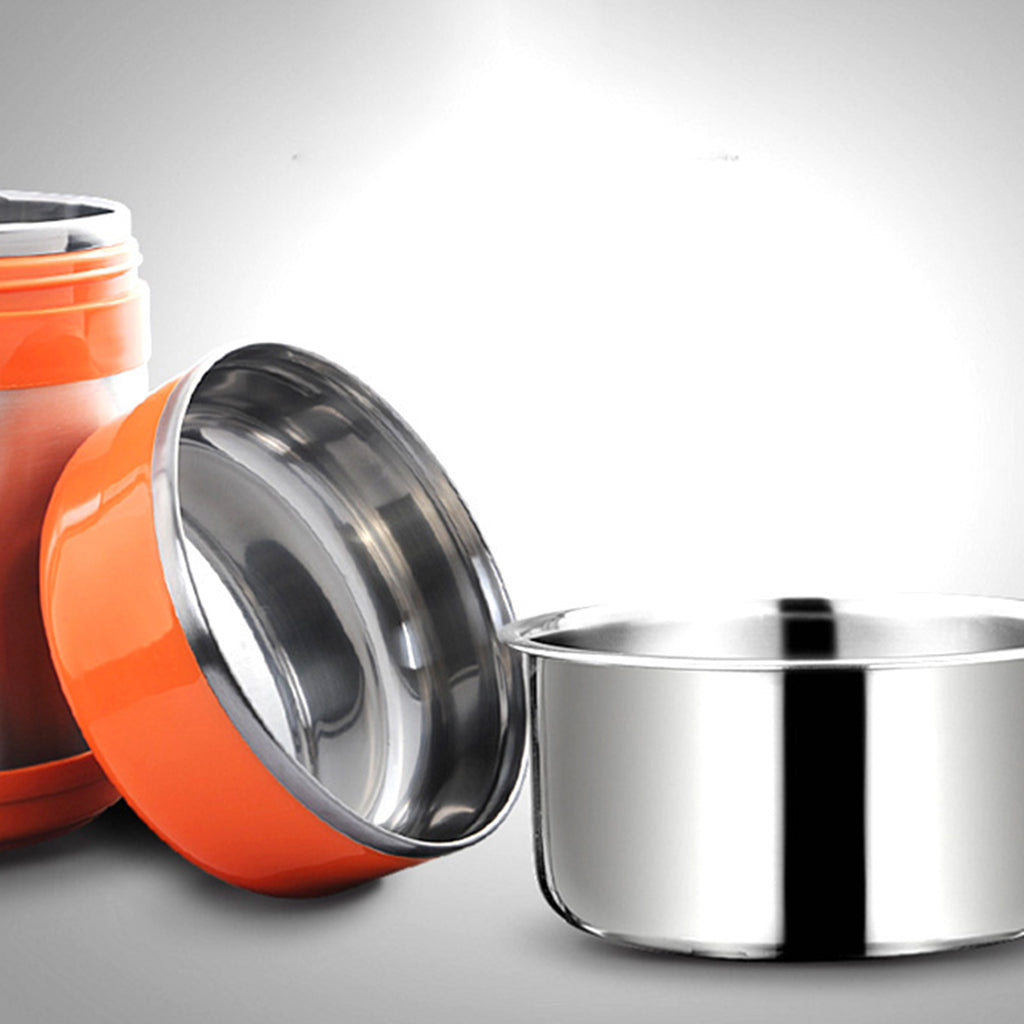 Stainless Steel 1.5L Lunch Box Double Layer Bento Box Food Container Orange