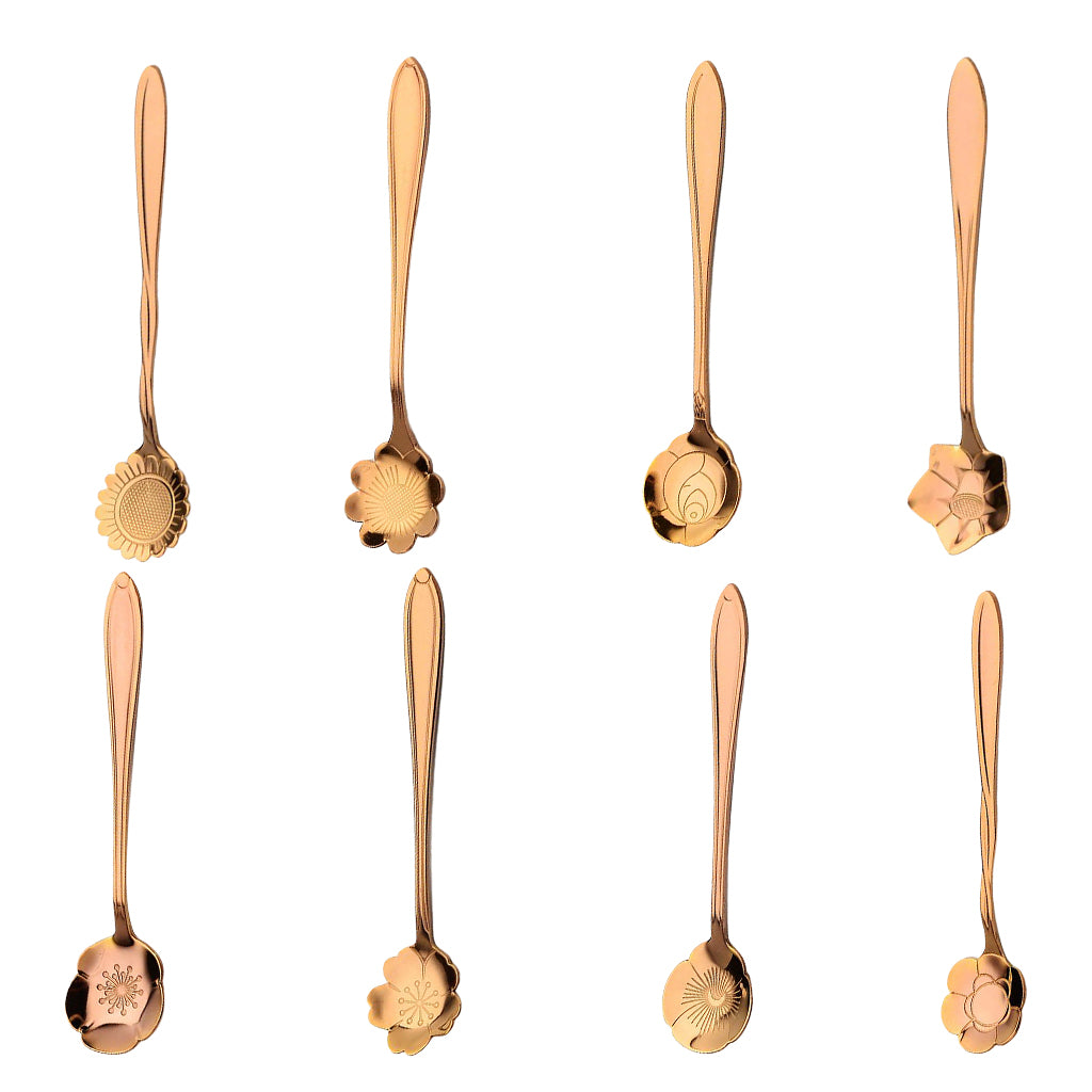 Teaspoon Set of 8 Teaspoons Coffee Tea Spoon Sugar Spoon Stainless Rose Gold