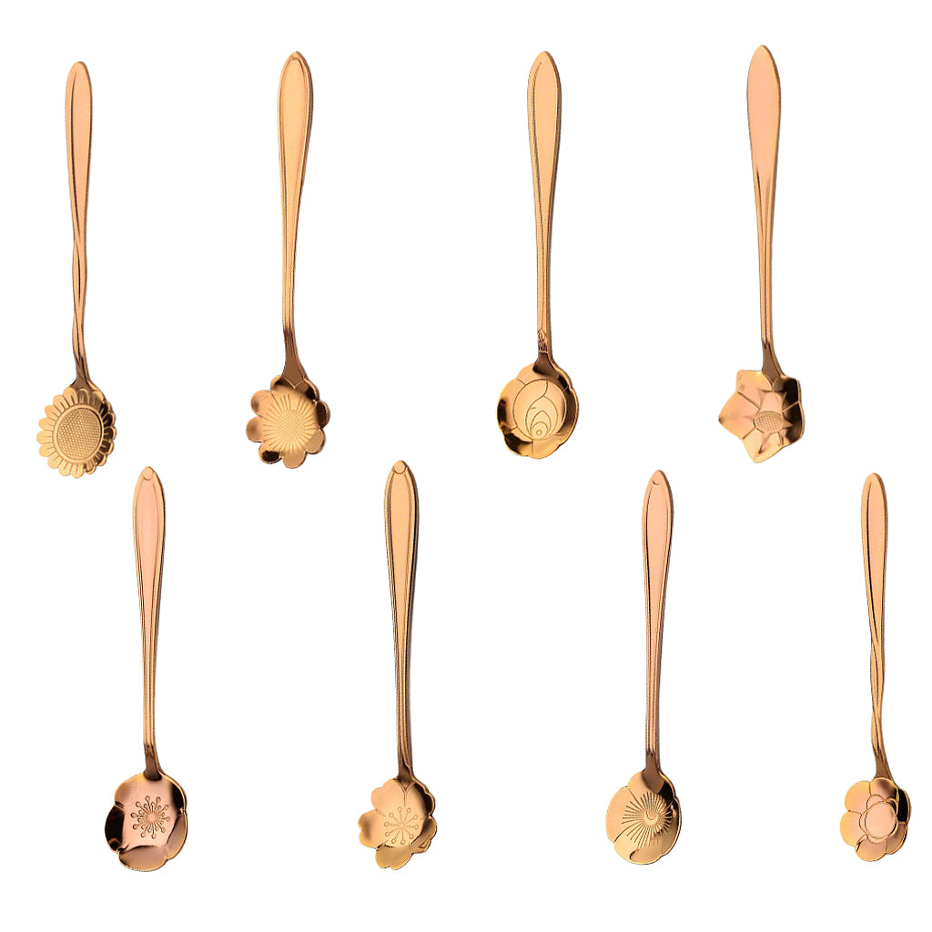 Teaspoon Set of 8 Teaspoons Coffee Tea Spoon Sugar Spoon Stainless Rose Gold
