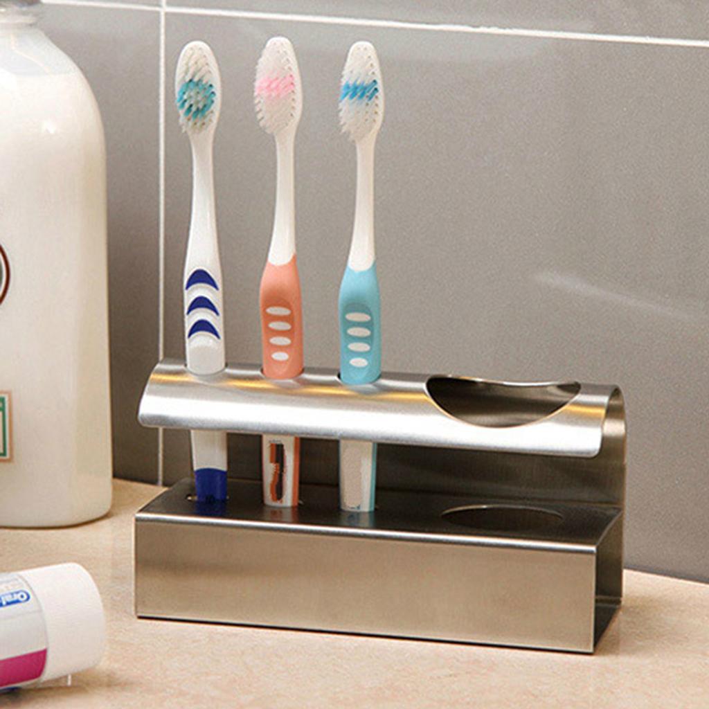 Creative Stainless Free Standing Toothbrush Holders Storage Rack Bathroom