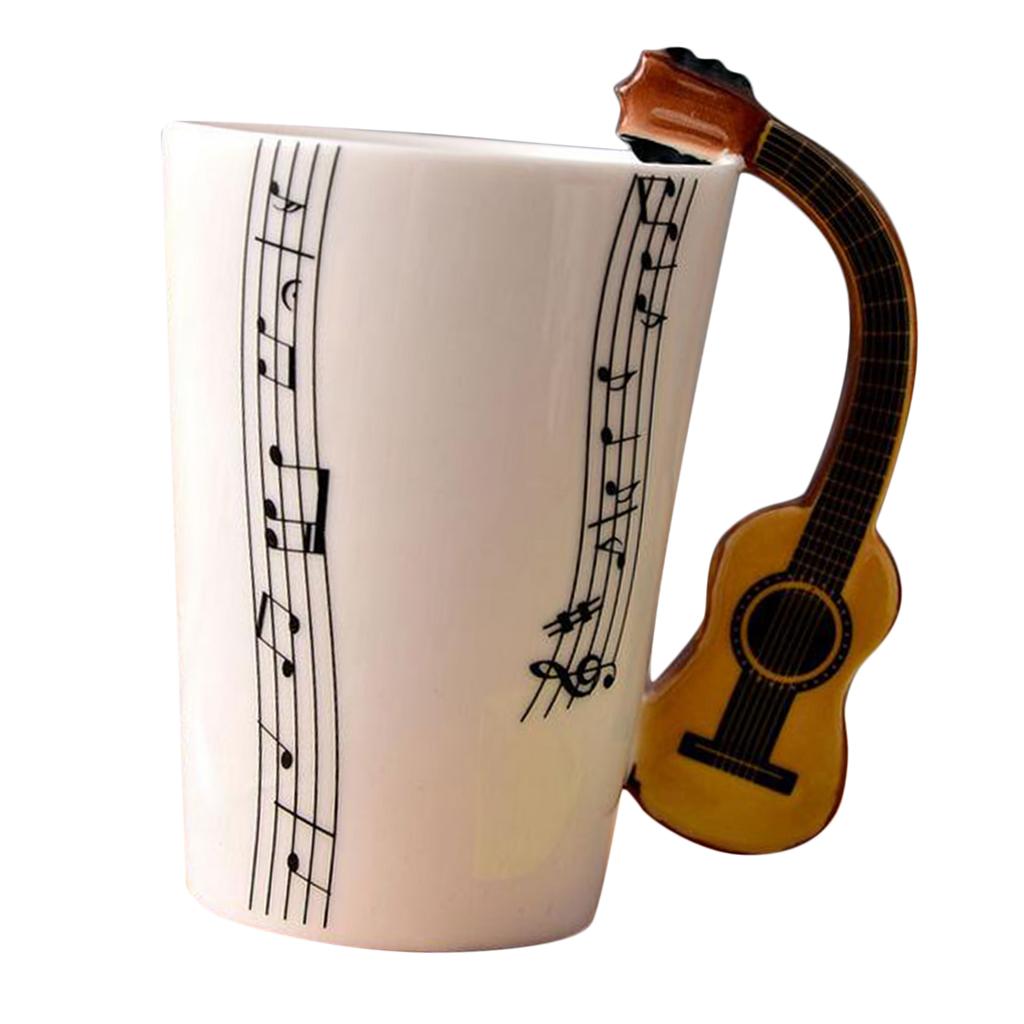 Ceramic Cup Coffee Mug Instrument Mug Creative Gift Black Guitar Stave