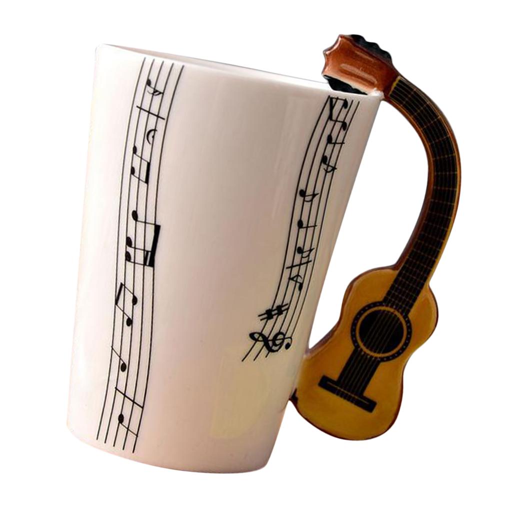Ceramic Cup Coffee Mug Instrument Mug Creative Gift Black Guitar Stave