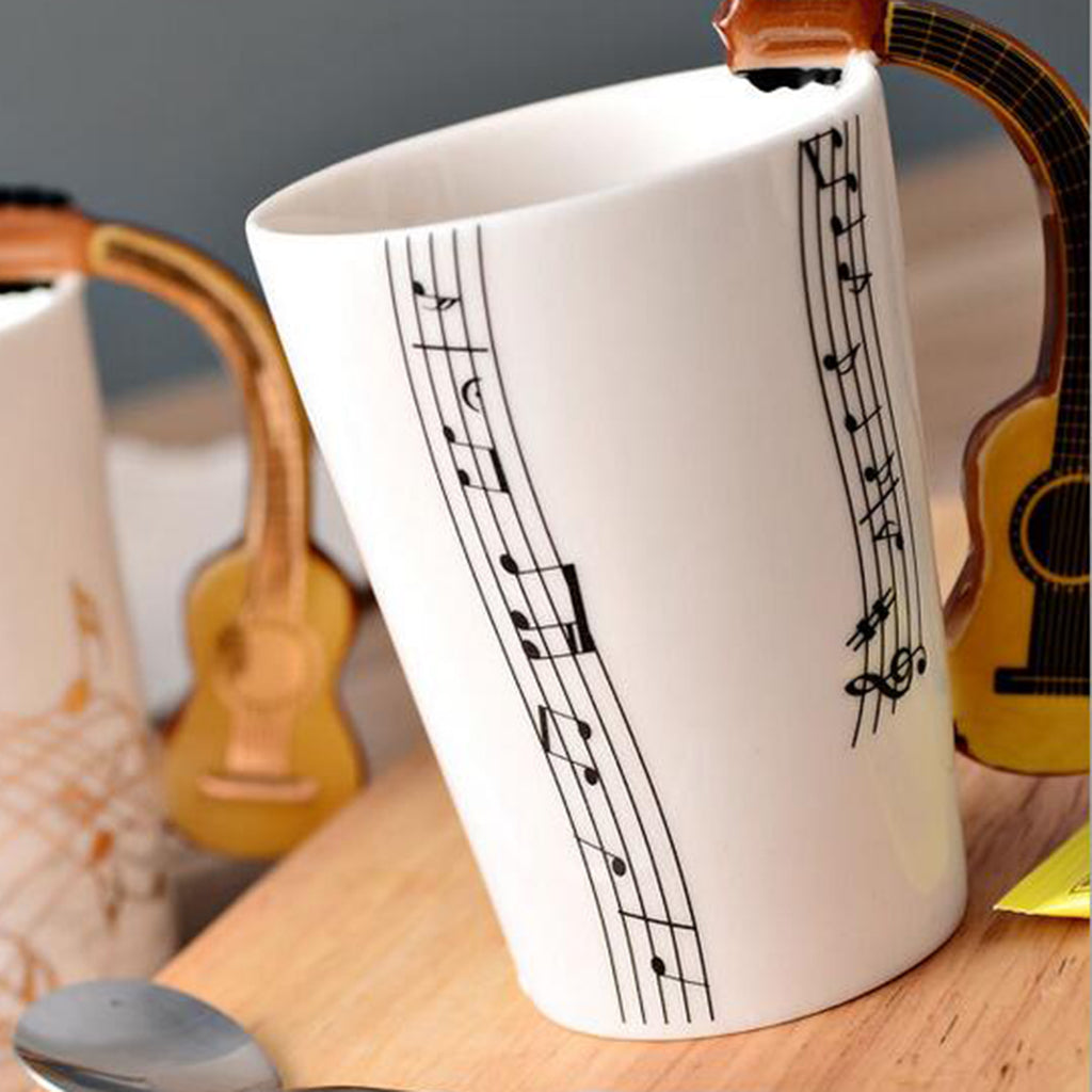 Ceramic Cup Coffee Mug Instrument Mug Creative Gift Black Guitar Stave