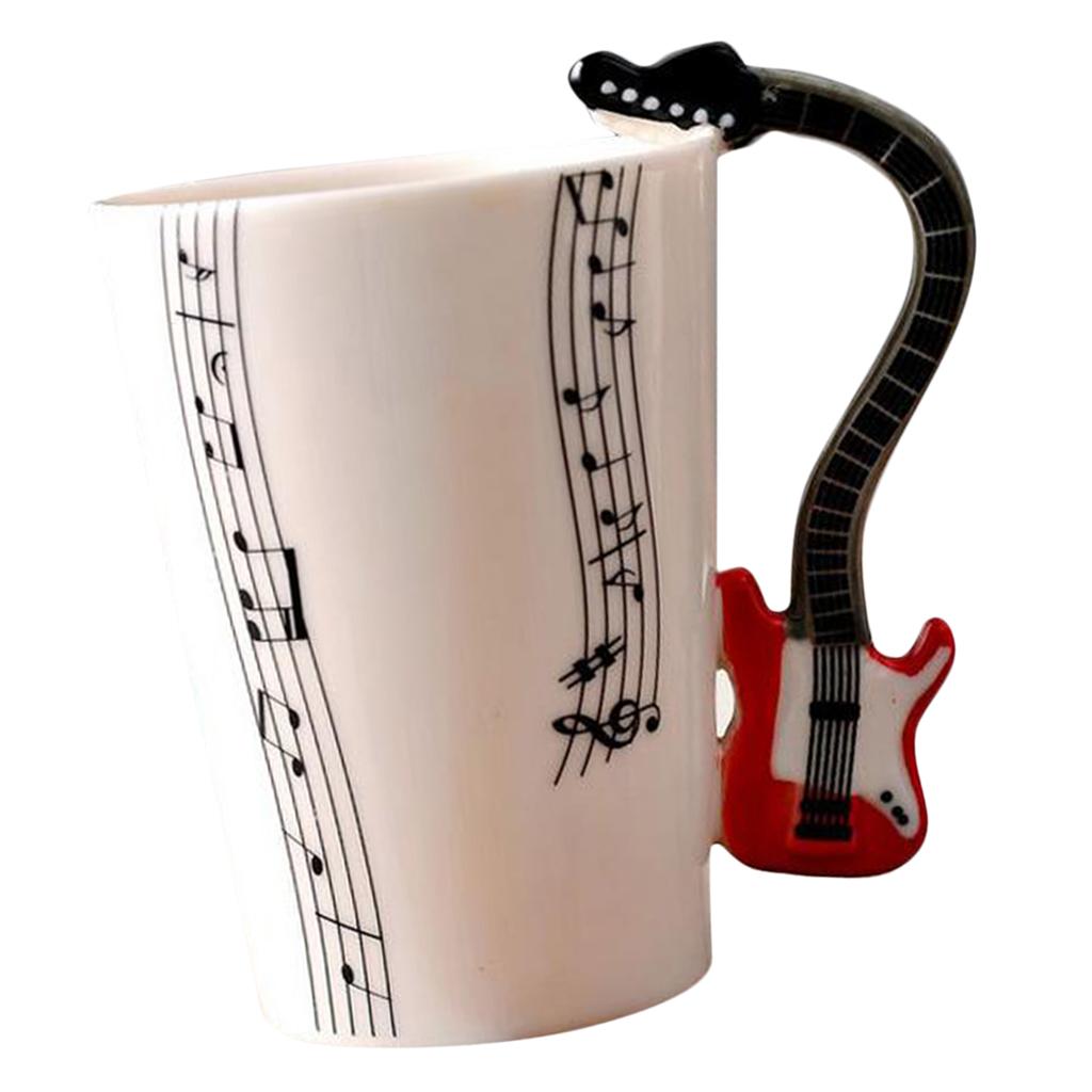 Ceramic Cup Coffee Mug Instrument Mug Creative Gift Red Guitar Stave