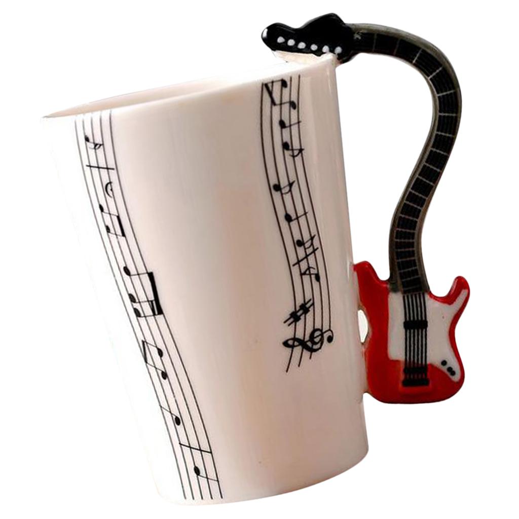 Ceramic Cup Coffee Mug Instrument Mug Creative Gift Red Guitar Stave