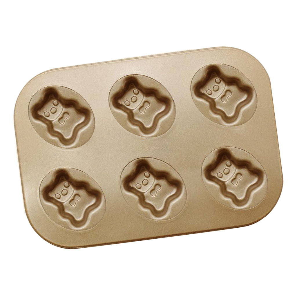 6-Cup Carbon Steel Cake Mould Baking Tray Pan Bakeware Little Bear