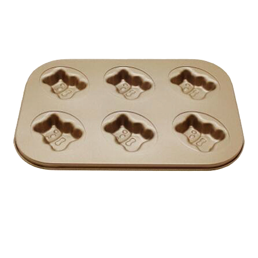 6-Cup Carbon Steel Cake Mould Baking Tray Pan Bakeware Little Bear