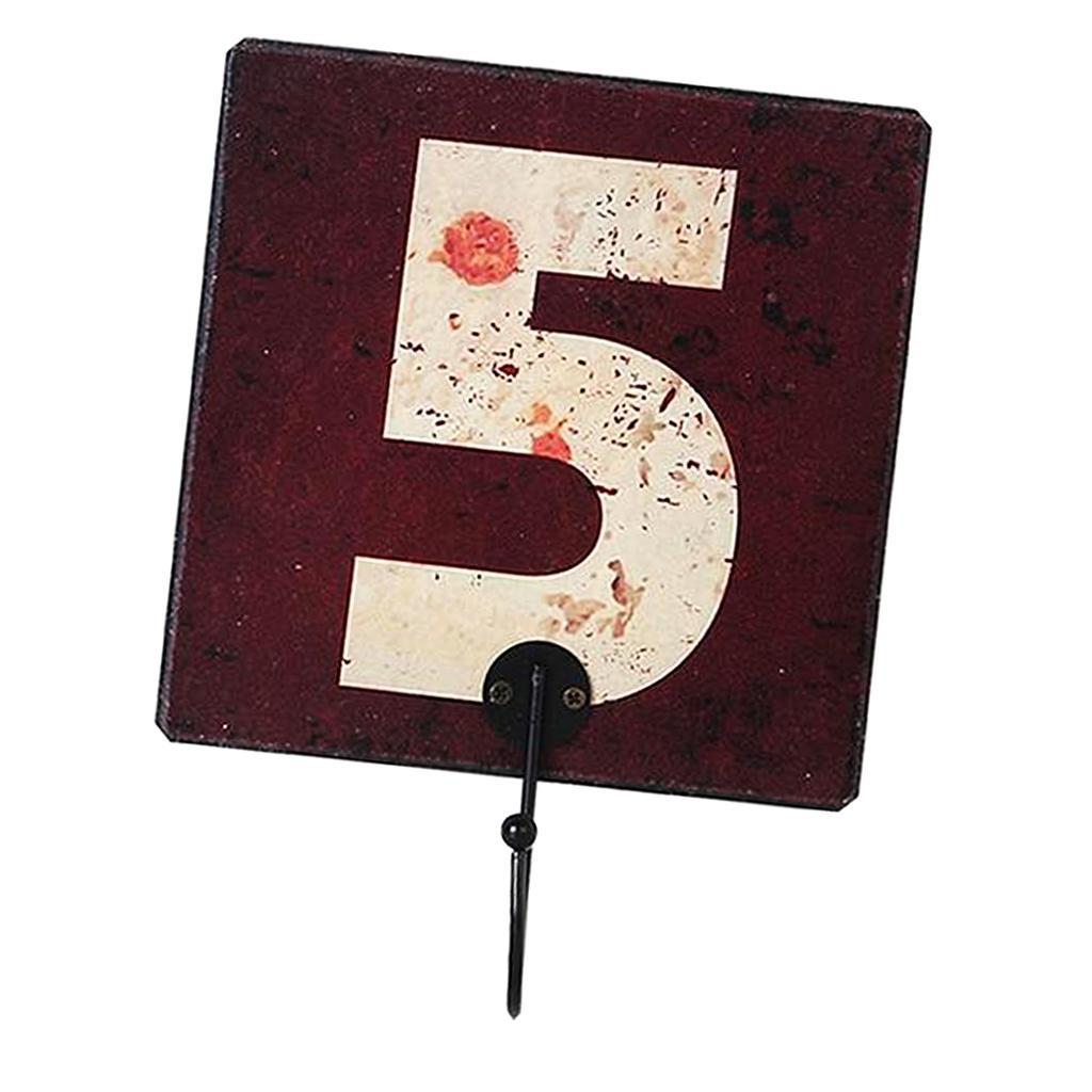 Wall Number Hooks Bathroom Door Hanger for Key Clothes Bag 15cm Number 5